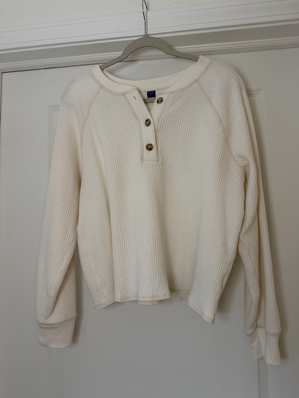 Old Navy Cream Waffle Henley Top